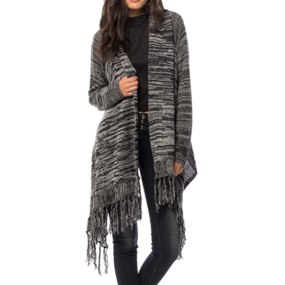 . Sweaters - Sweater OPEN FRONT FRINGE DETAIL CARDIGAN